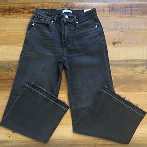 LOFT Black Cropped Frayed Hem Jeans